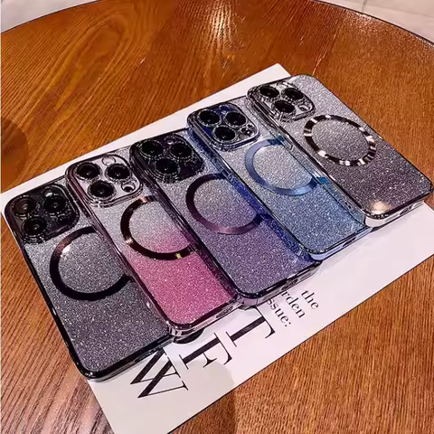 Glitter Plating Magnetic Ring Phone Case For OPPO Reno 13 12 11 10 9 8 Pro 7 6 5 3 4 Lite 5G 4G 2F 4F 5F 11F 12F 13F Soft Cover