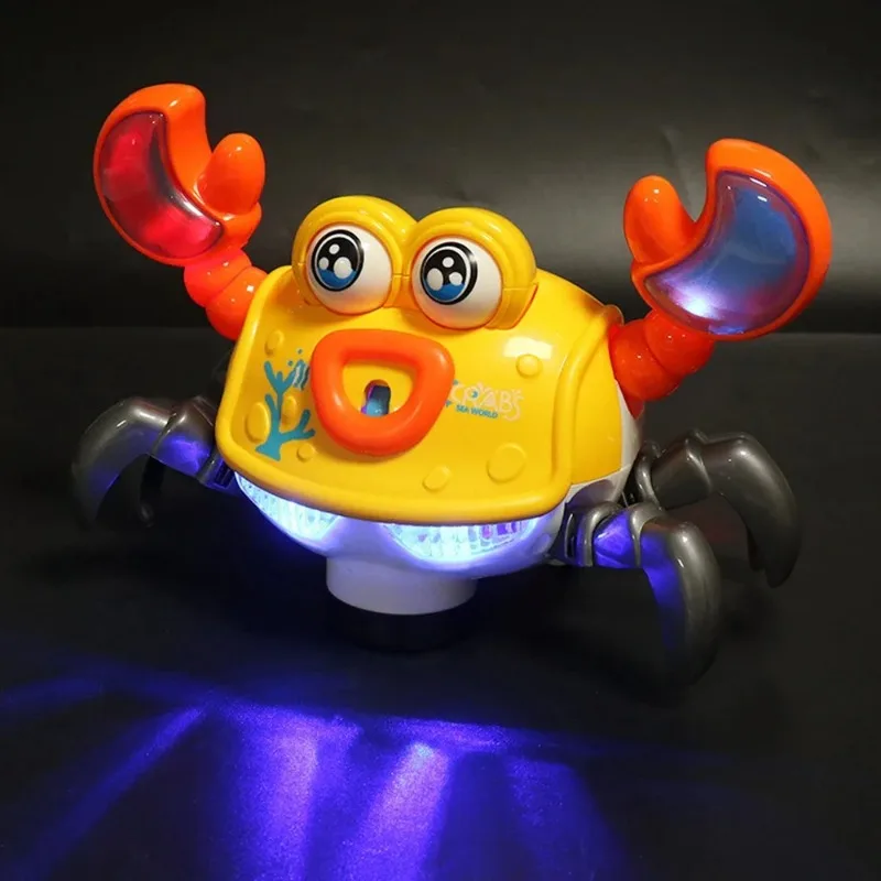 NUOVO giocattolo per granchio strisciante con luce e musica per evitare automaticamente gli ostacoli Giocattolo interattivo elettronico per animali domestici per regali di granchio che cammina per bambini