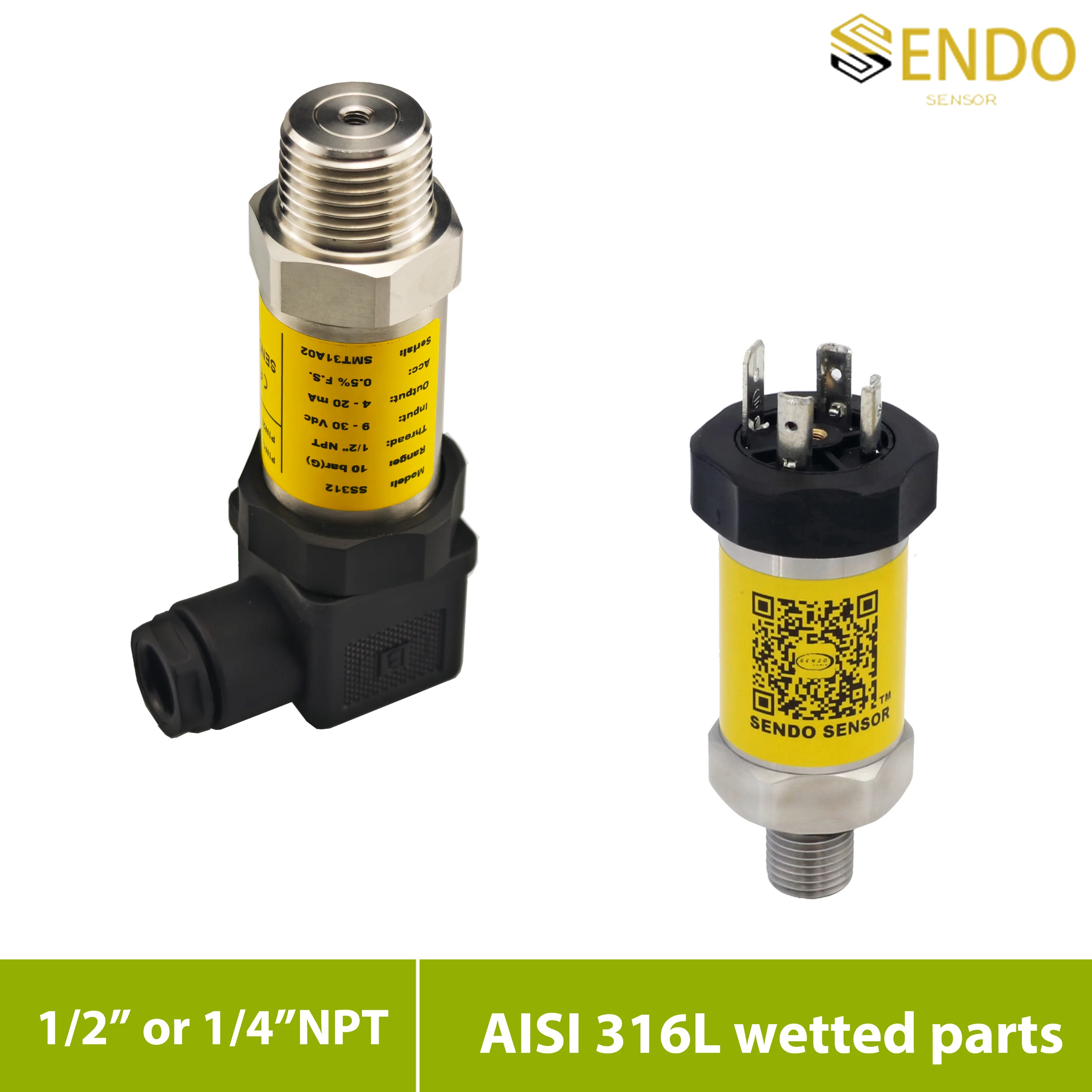 4 20mA 0.5 4.5V 0 5V 0 10V Input Pressure Sensor 1 4 1 2 NPT Male Thread 0 10Bar 40mpa 10kpa 200mbar Gauge Water IP65 DIN43650A