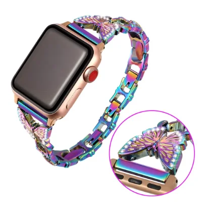 

Women Diamond Butterfly Metal Strap for Apple watch band 40mm 38mm 42mm 44mm iwatch series 5/4/3 bracelet stainless steel strap