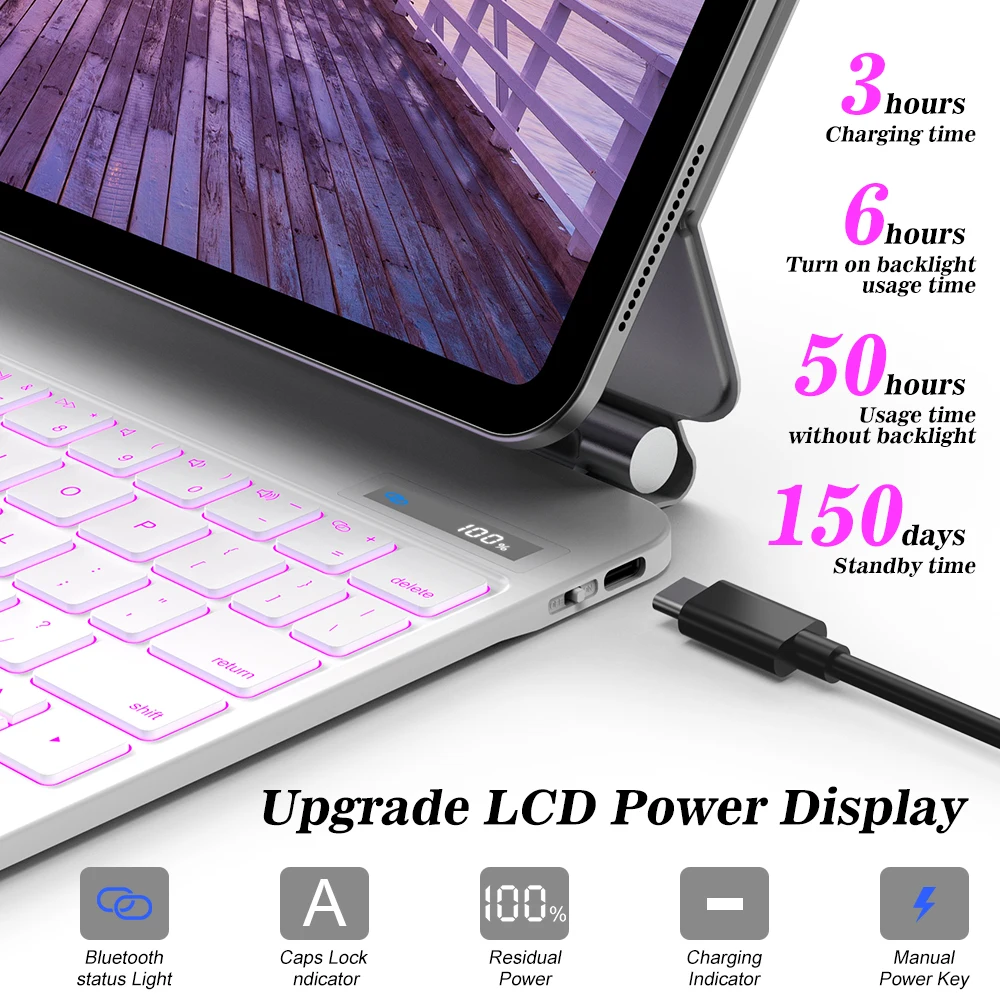 Imagem -03 - Teclado Mágico Display Lcd Multi-touch Trackpad Capa Ipad Pro 11 Pro 13 2024 m4 ar ar Pro 12.9