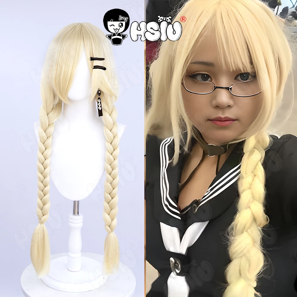 

owari Cosplay Wig Game Azur Lane Cosplay Wig HSIU Golden Double Braided Long Hair Synthetic Wig+Wig cap Azur Lane owari cosplay