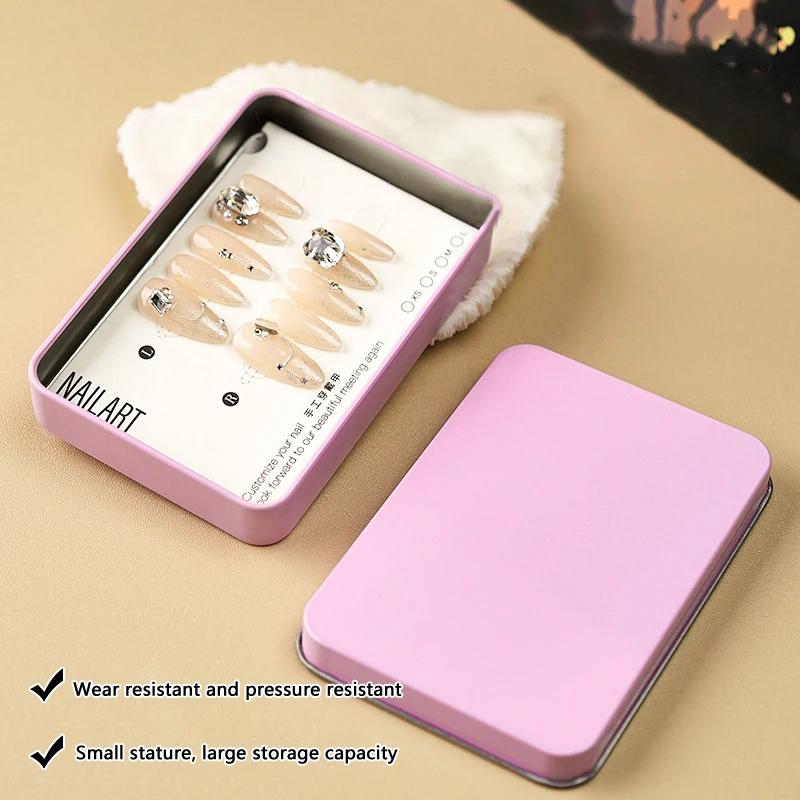 Macaron False Nail Tips Nail Art Display Storage Iron Box Manicure che mostra strumenti per Salon Nail Decor Case Flip Square Case