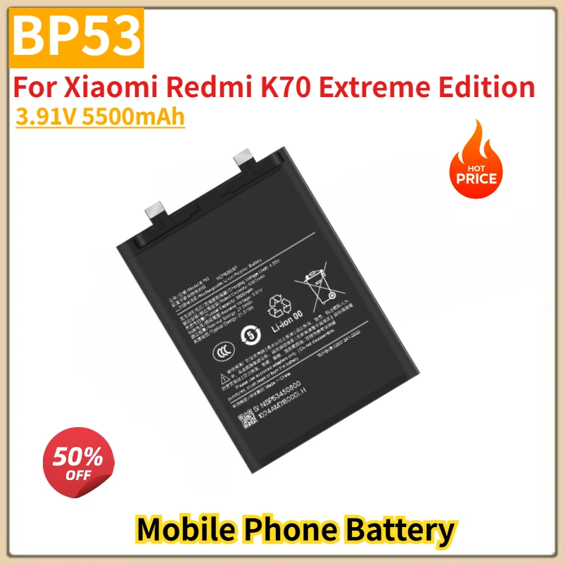 

BP53 High Quality Phone Battery 3.91V 5500mAh For Xiaomi Redmi K70 Extreme Edition Brand New Replacement Battery