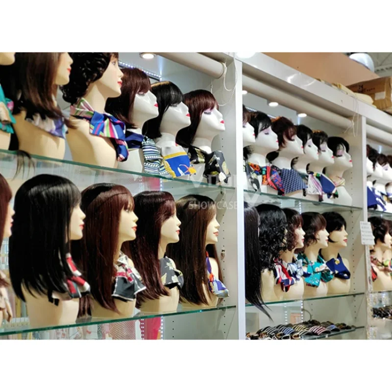 [Customized]Fashionable Wig Display Shelves Stand Showcase Cabinets Wig Cabinet And Wig Shop Display Furniture