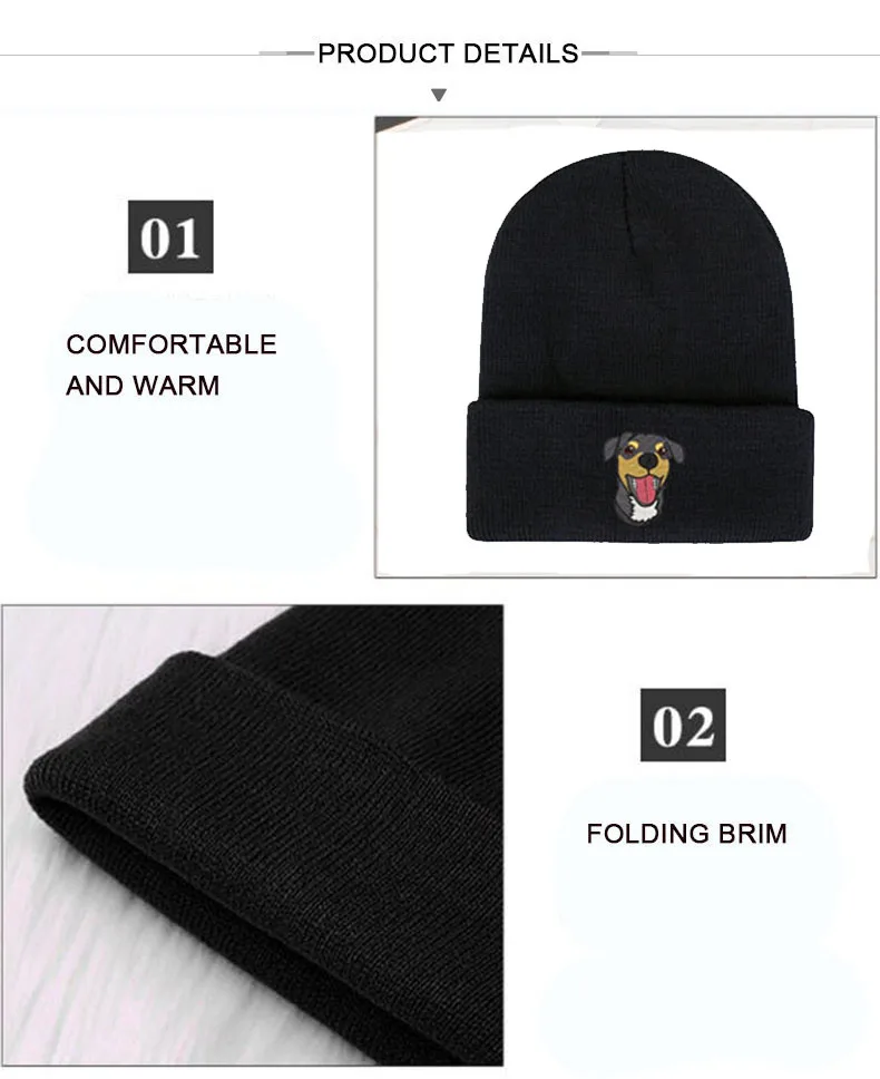 Benutzer definierte Logo Männer Winter mütze Stickerei Buchstaben gestrickt Damen Hüte Mützen Strumpf Schädel Motorhaube Kappe für Frauen – Detail 5