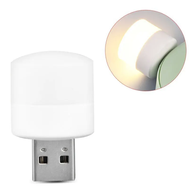 USB Night Light Mini LED Night Light USB Plug Lamp Power Bank Charging USB Book Lights Small Round Reading