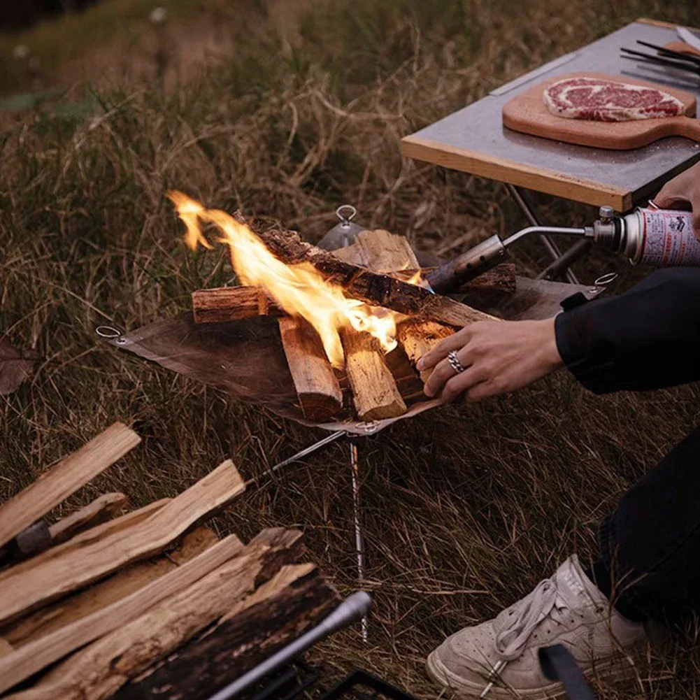 Lareira dobrável portátil fogo poços, aço inoxidável, cor prata, camping, viajando, desfrutando fogueira