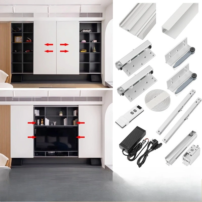 Folio sliding door slide rail remote control TV cabinet flat sliding door aluminum slide five accessories