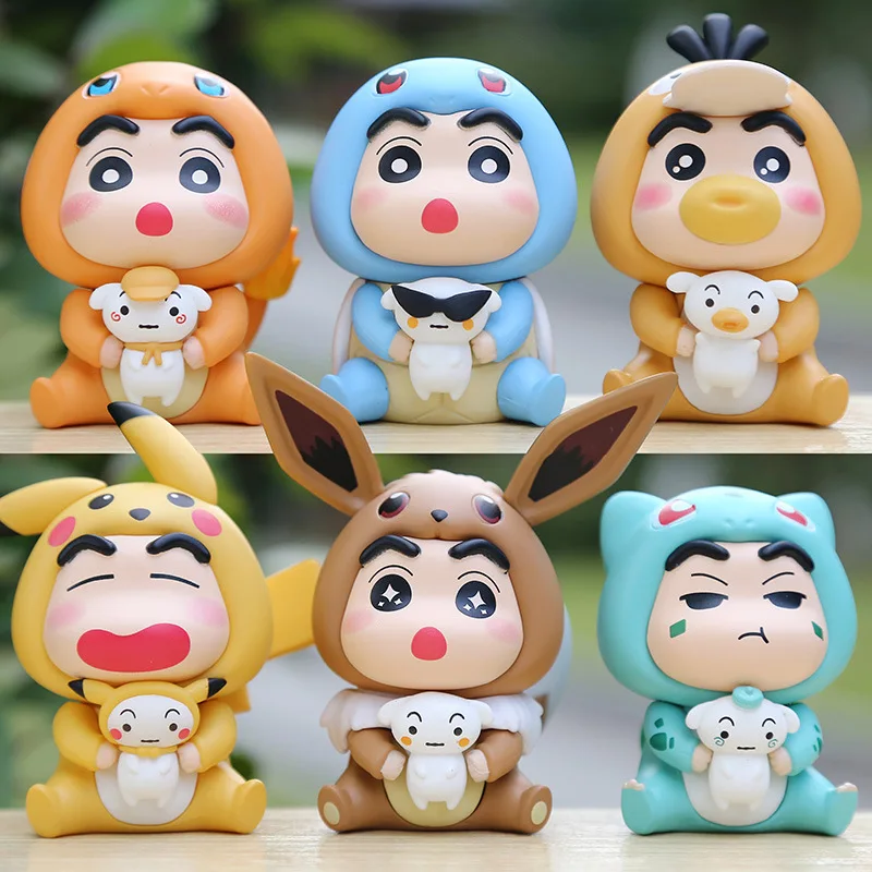 6pcs/set Anime Crayon Shin-chan Cos series Q Version Action Figures PVC Model Statue Desk Decor Toys doll Gifts