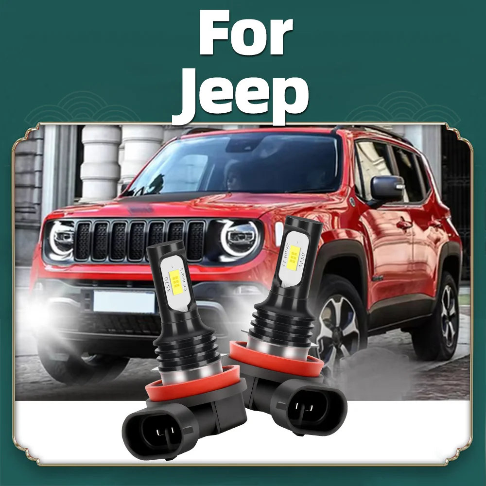 2pcs Canbus Lamps H8 H11 For Jeep Cherokee KL 2014-2019 Compass 2011-2021 Grand Cherokee 2014-2020 Renegade LED Fog Light Bulbs