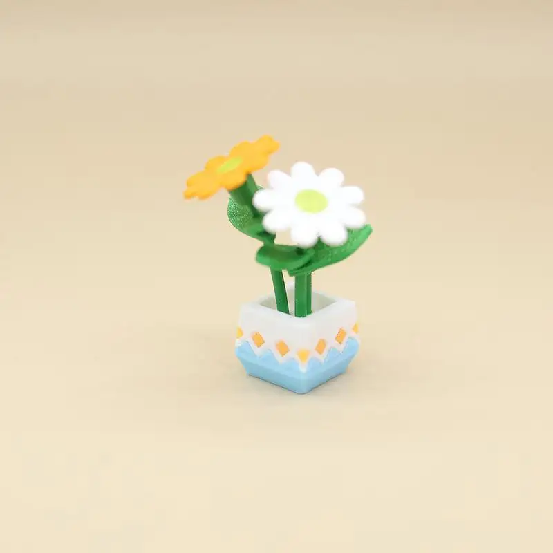 Mini Artificial Chrysanthemum Potted Model Dollhouse Micro Garden Plant Potted Ornament For Dollhouse Decor Sand Table Props