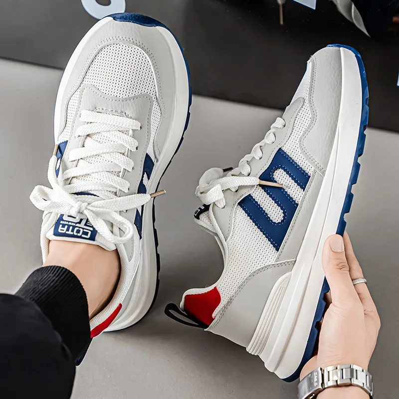 

2025 новые мужские модные кроссовки, дышащие удобные сетчатые мужские повседневные кроссовки, уличные противоскользящие кроссовки на толстой подошве