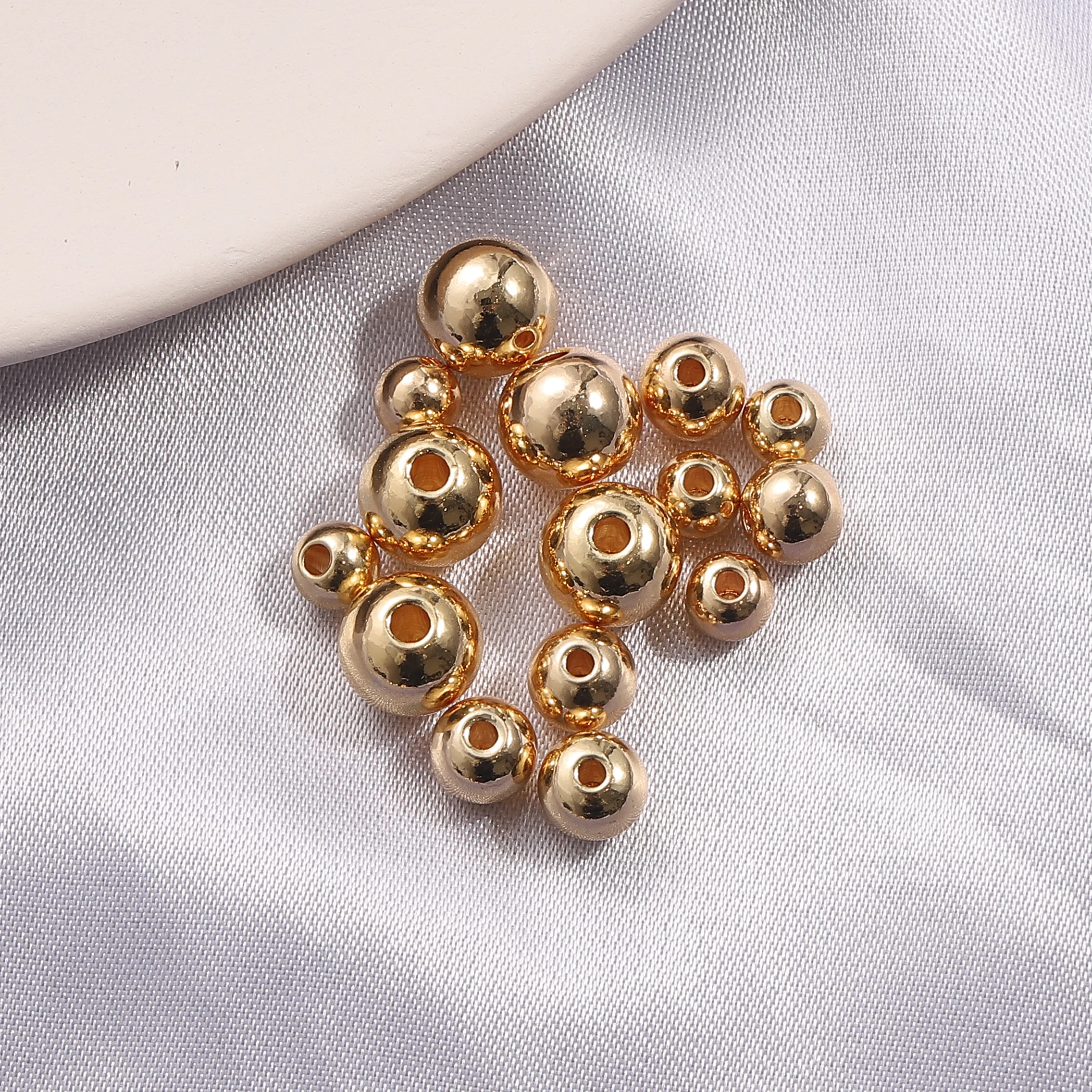 

18K Real Gold Beads Plated Brass 2.5/3/4/5/6/8mm Ball Spacer Loose Beads for Jewelry Making Beads Accessories Findings Wholesale