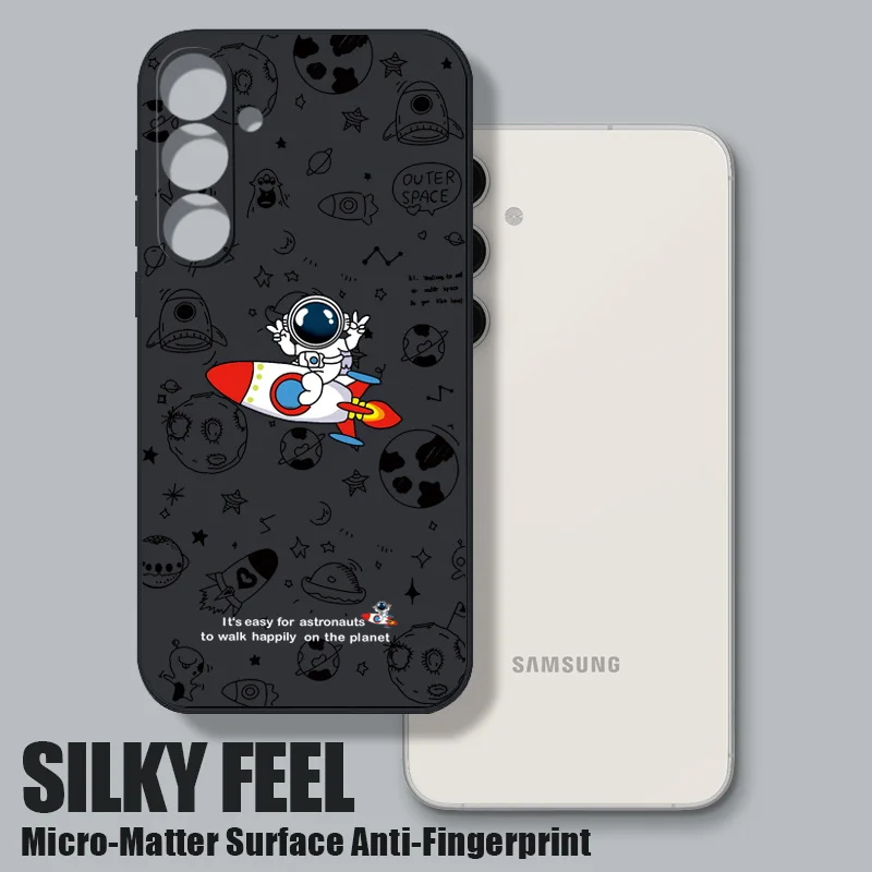 Cute Astronaut Pattern Case For Samsung Galaxy S26 S25 S23 S24 Ultra S23 FE A57 A17 A37 A55 A56 A16 A15 5G Soft TPU Phone Cover