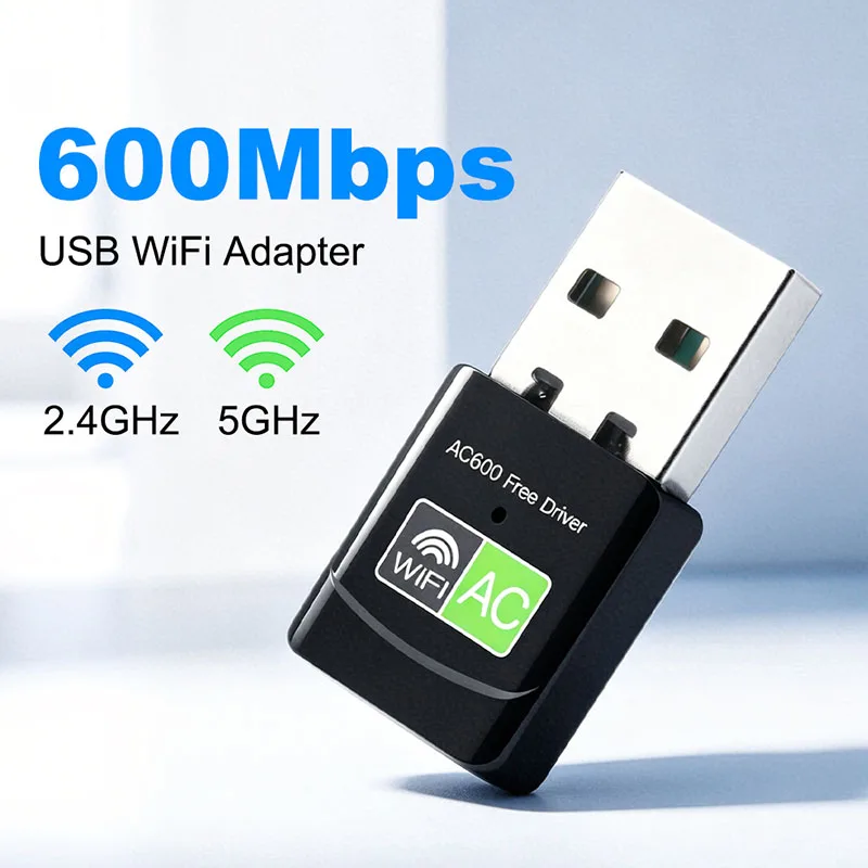 600Mbps USB WIFI Adapter Dual Band 2.4GHz 5GHz Driver Free Wireless Network Card Mini WiFi Receiver For Win10/11