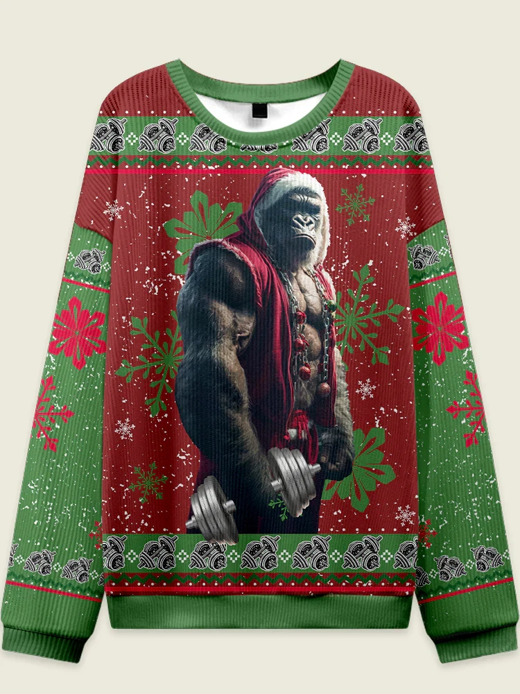 اللياقة البدنية العضلات سانتا كلوز الجرافيك بلوزات الرجال القبيح عيد الميلاد سترة موضة مضحك ثلاثية الأبعاد طباعة Chilren البلوز البلوزات القمم #4