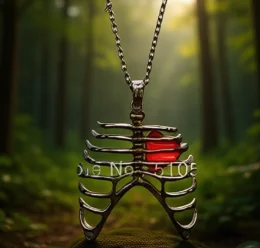 Gothic Heart Rib Cage Necklace Anatomical Human Anatomy Medical Lung Pendant Gunmetal Fashion Hot Charm Punk Jewelry