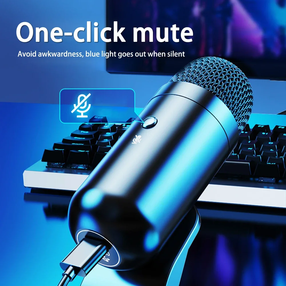 USB Wired Microphone Noise Reduction Gaming PC Microphone for Streaming Podcasts Desktop Computer Condenser Mic 2024 Gift