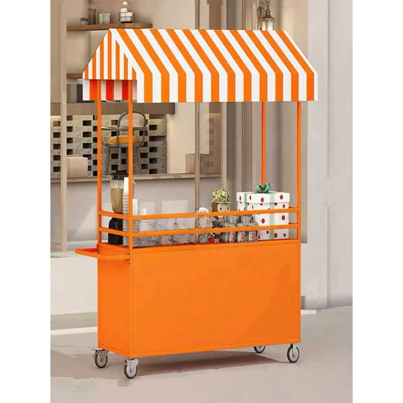 Mobile ice jelly promotional stall, outdoor snack stall display rack, push-pull type