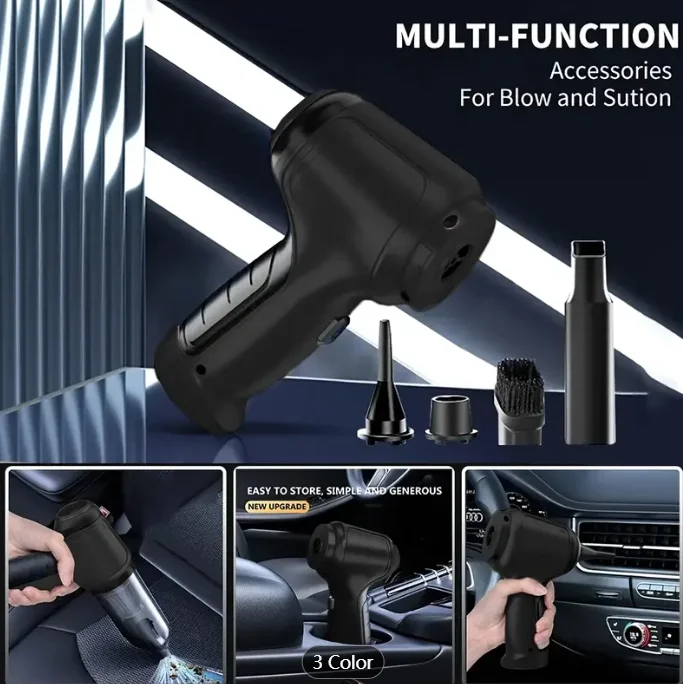 Aspirateur sans fil 3 en 1 avec forte aspiration, longue durée de vie de la batterie et chargement USB rechargeable – Conception compacte pour voiture et