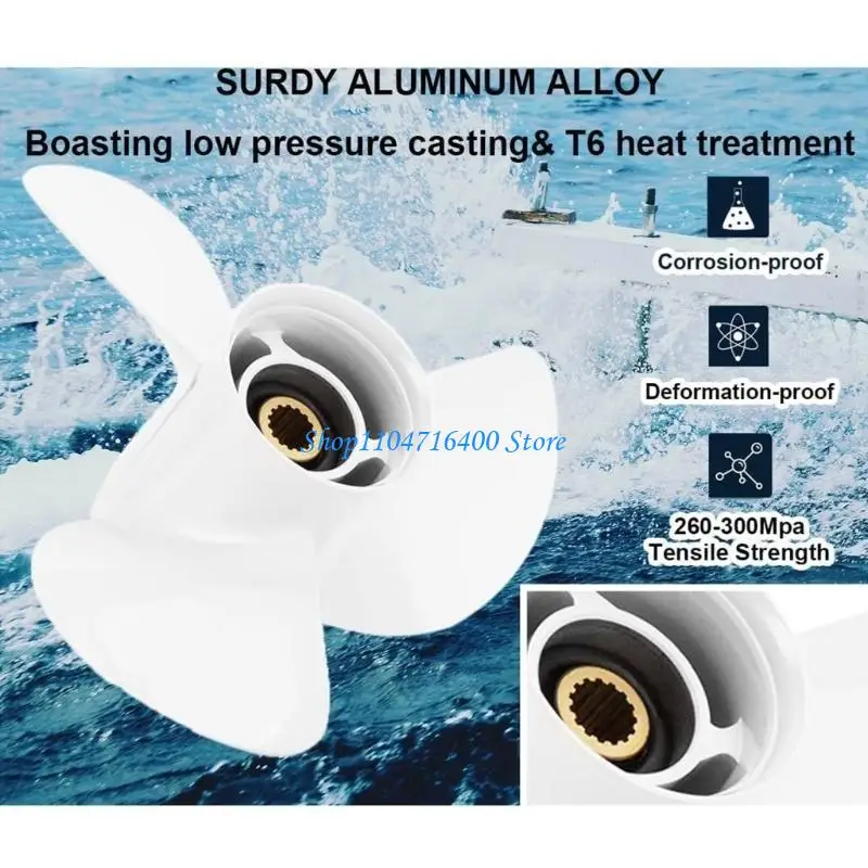y1gd Precisions Crafted 3Blade Aluminum Propeller for Small Engine Boats 50HP to 130HP 6E5-45941-00-EL Motors, Easy Install