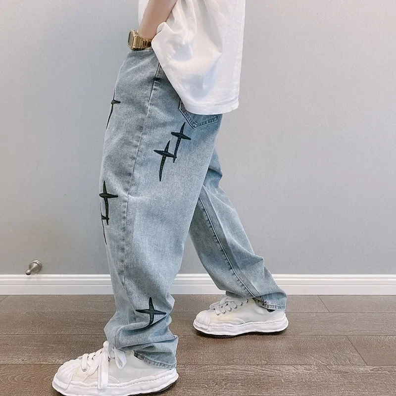 Wide Leg Cargo Pants 2023 Streetwear Baggy men Jeans Spring Autumn Men Korean Fashion Loose Straight Male Brand Clothing Black