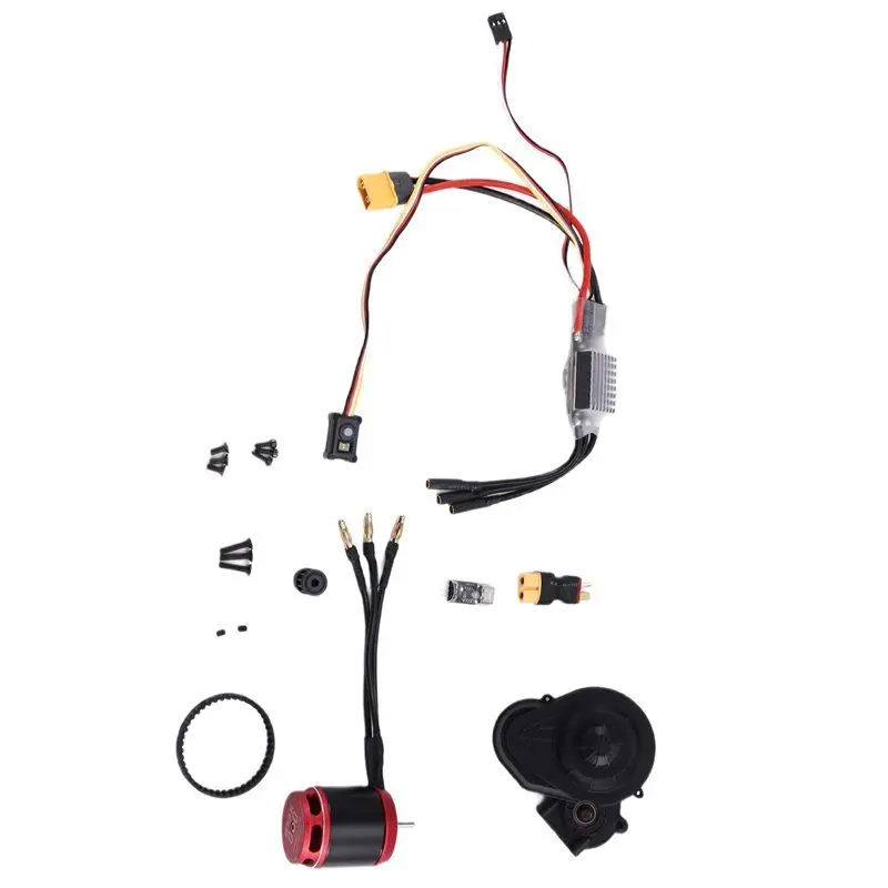 A49K-AM32 80A ESC With Belt Drive Gear Box 3542 1850KV Outrunner Brushless Motor For 1/10 RC Crawler Car SCX10 TRX4 TRX6