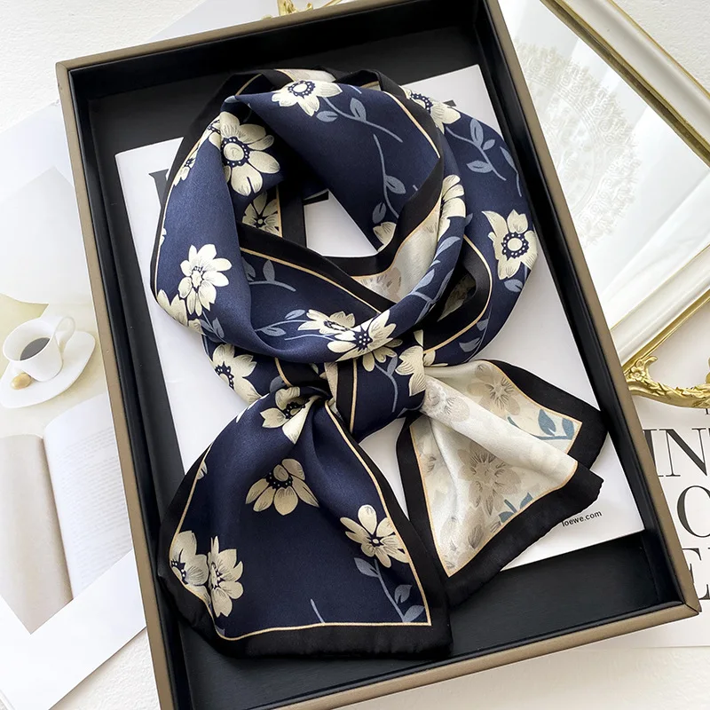 

Design Hair Band Fashion 100% Real Silk Headbands For Women Skinny Scarves Neckerchief Handle Bag Ribbons Foulard Tie 2023