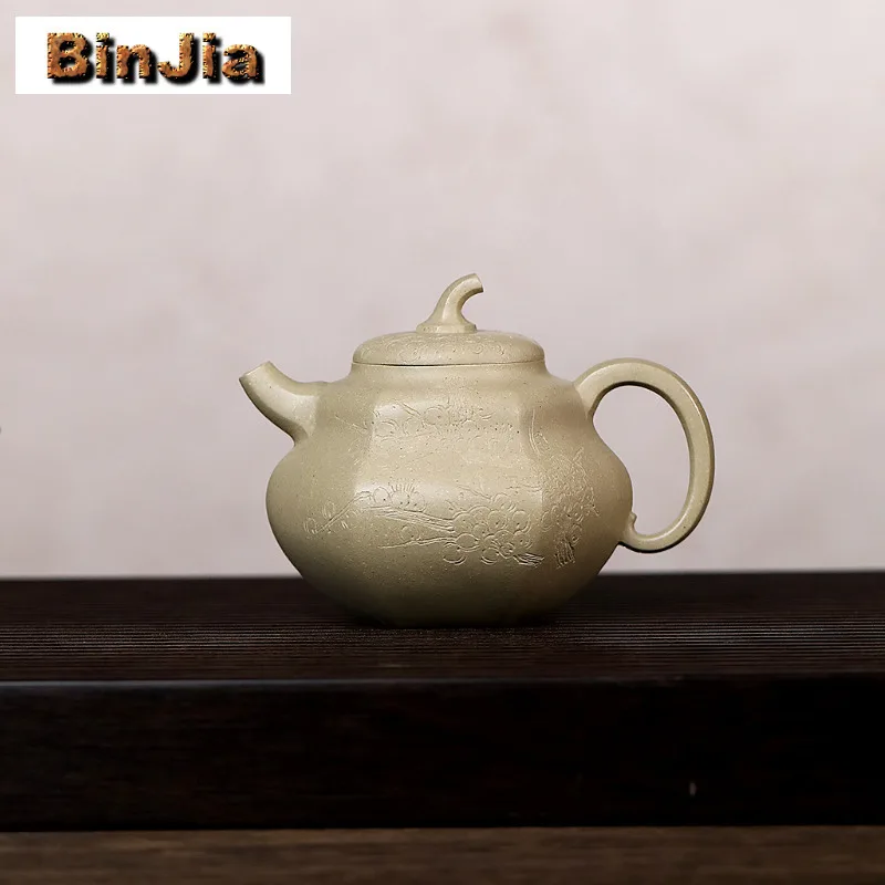 

340ml Vintage Yixing Purple Clay Teapots Handmade Eggplant Pot Raw Ore Green Mud Kettle With Filter Zisha Chinese Tea Set Craft