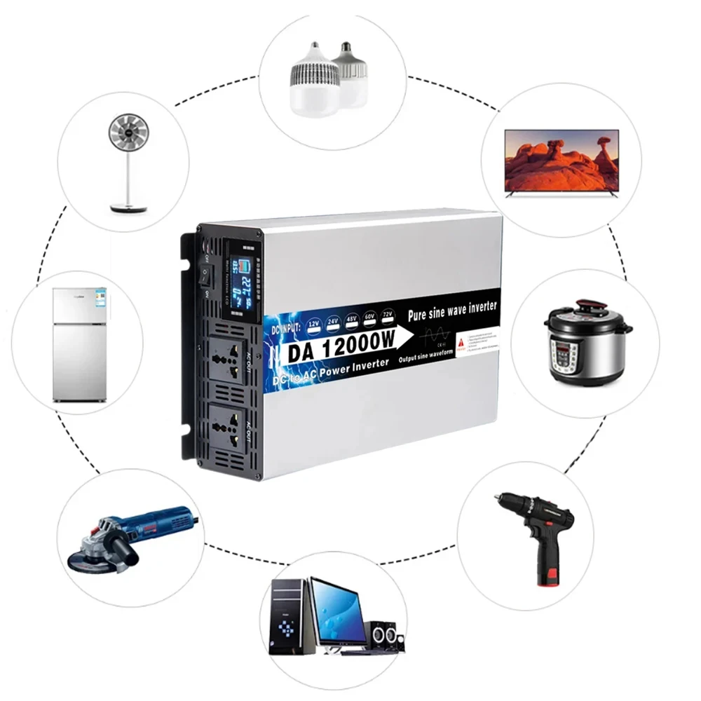 Imagem -02 - Inversor de Onda Senoidal Pura Conversor de Freqüência Transformador do Banco das Energias Solares 8000w 10000w 12000w dc 12v 24v 48v para ca 220v 230v 110v
