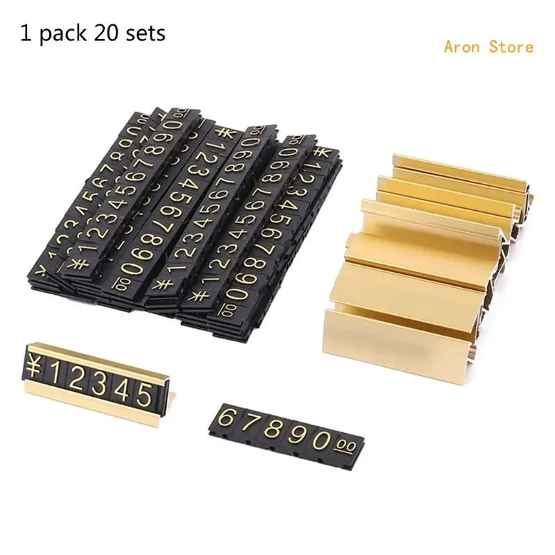 

Gold Number Price Tag Signs 20Sets Arabic Numerals Together Price Cube for Shopping Mall Storage Price H3CF