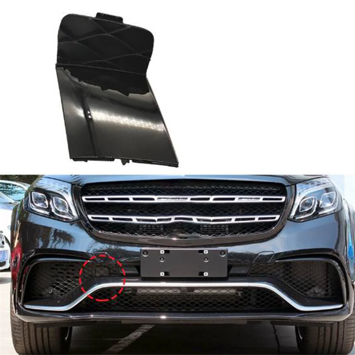 Car Front Bumper Towing Hook Cover Painted 2928853622 for Mercedes-Benz GLS W166 GLE W292 Tow Hook Cap Black