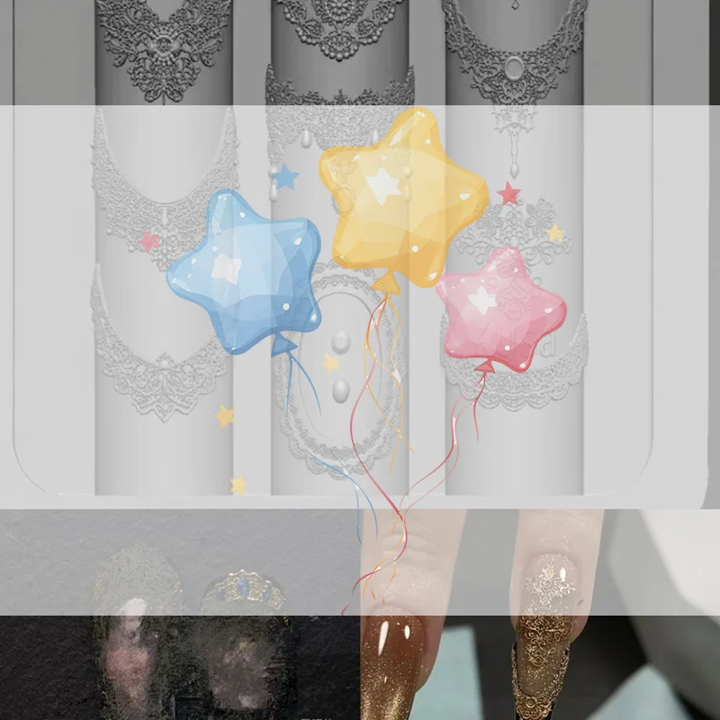 แม่พิมพ์เล็บลูกไม้โปร่งใสสำหรับผู้หญิง ซิลิโคนลายลูกไม้แบบนูน แม่พิมพ์ทำเล็บมือแบบมืออาชีพ งานฝีมือ DIY ใช้ได้ทุกวัน