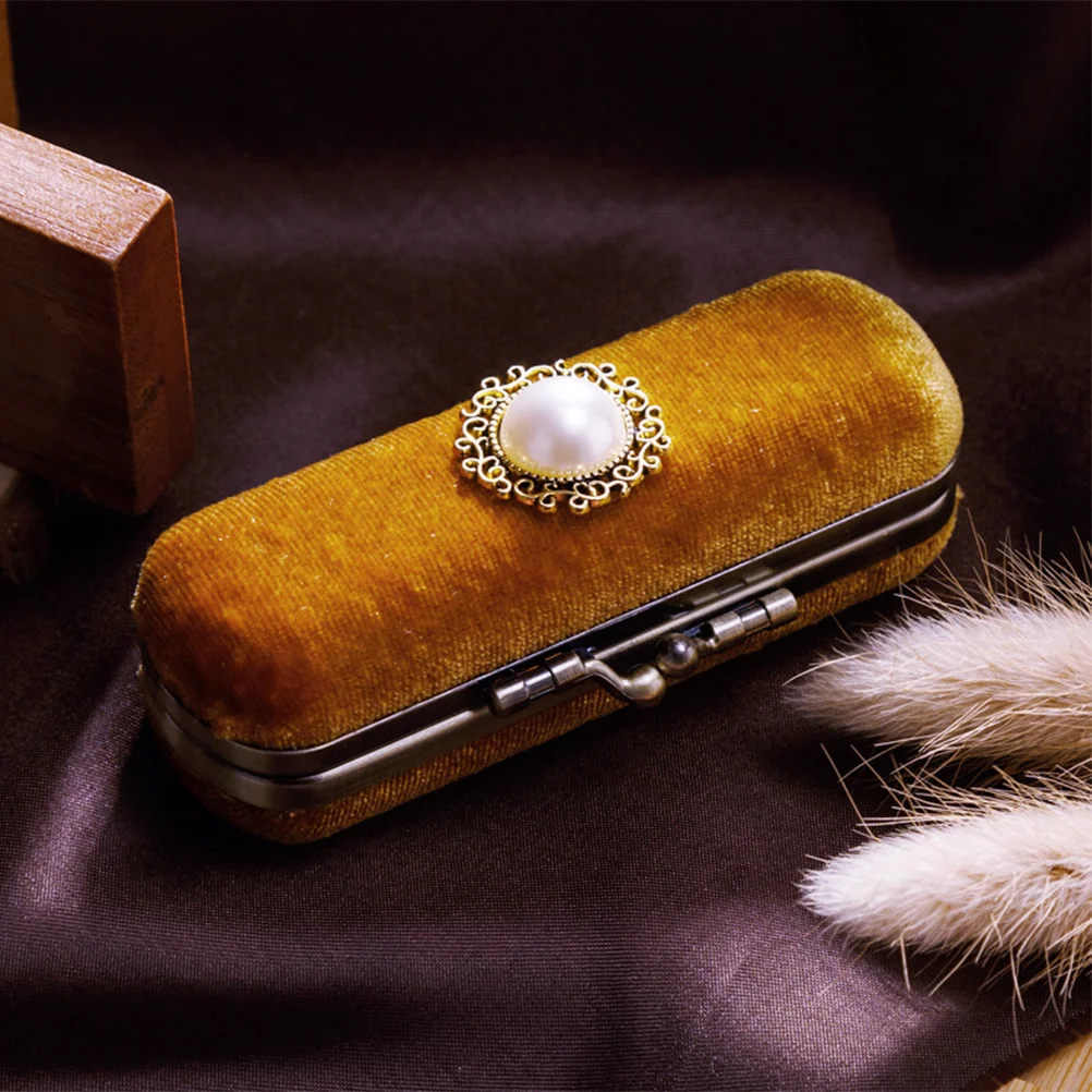 

Retro Lipstick Box Durable Vintage Makeup Organizer Pocket Storage For Lipstick Lip Balm Essential Oil Roller Chocolate Color