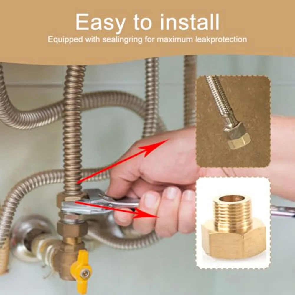 Premium Forged Brass Reducing Connector 1/2 F x 3/8 M For BSP for Reliable For Gas Water and Industrial Pipe Joints