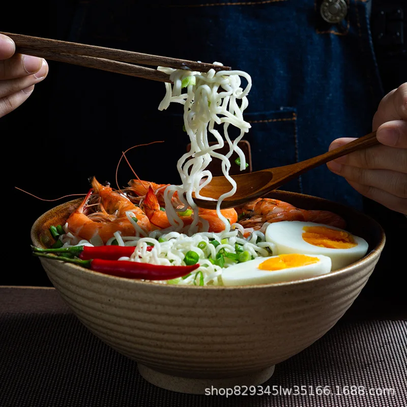 Japanese Ceramic Bowl 8inch Ramen Bowl Single Noodle Bowl Household Salad Bowl large Bowl Creative Special Restaurant Tableware