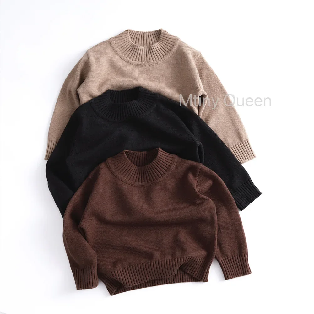 

2025 Autumn New Children Long Sleeve Knit Sweater Solid Girls Knitted Shirts Boys Cotton Pullover Baby Casual Sweater