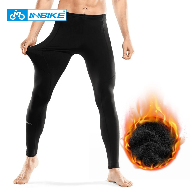 INBIKE Winter Men Cycling Pants Thermal Fleece Men's Sports Leggings Tights Long Jogging Pants Without Padded  Running Trousers