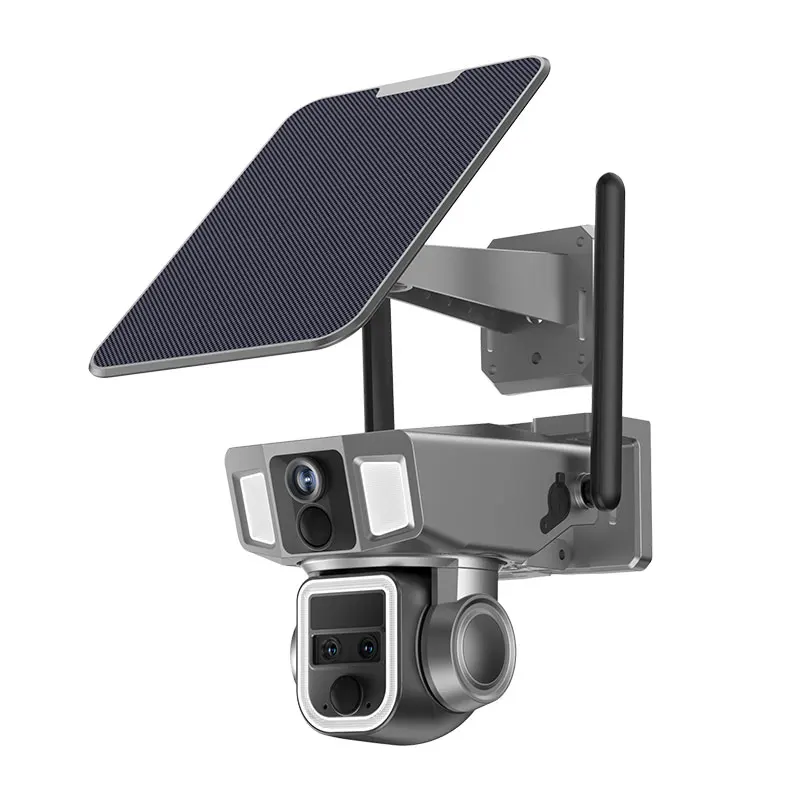 4MP NiView APP Triple Lens Solar Power WIFI/4G PTZ IP Dome Camera Full Color AI Humanoid Detection Security CCTV Baby Monitor