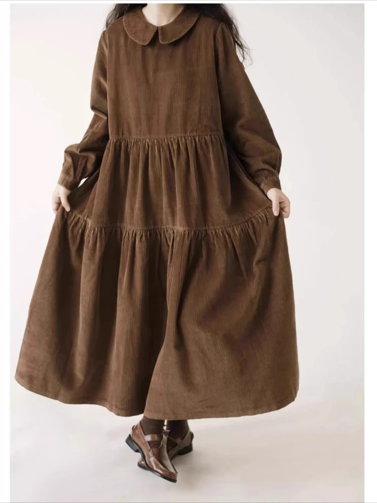 الخريف الشتاء سروال قصير فستان المرأة فساتين غير رسمية موضة أنثى Vestidos طويلة الأكمام خمر ألف خط فستان فساتين حريمي