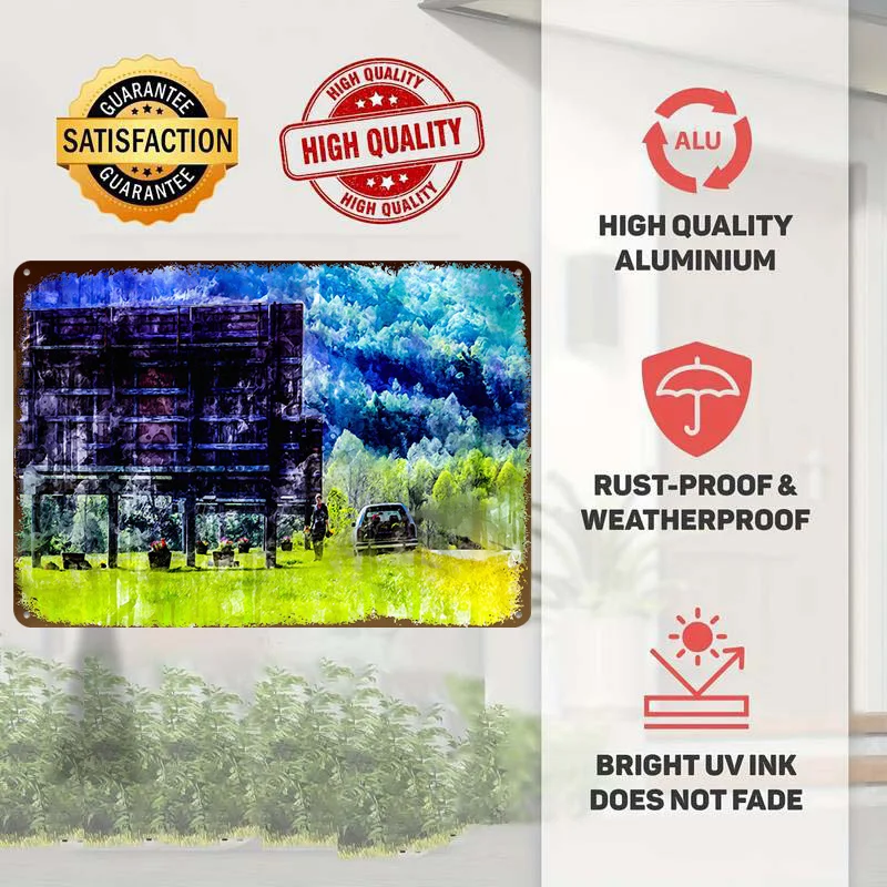 Three Billboards Outside E 3D Texture Tinplate Poster Customized Wall Art Vintage Metal Signs for Fans Home Decor Items House