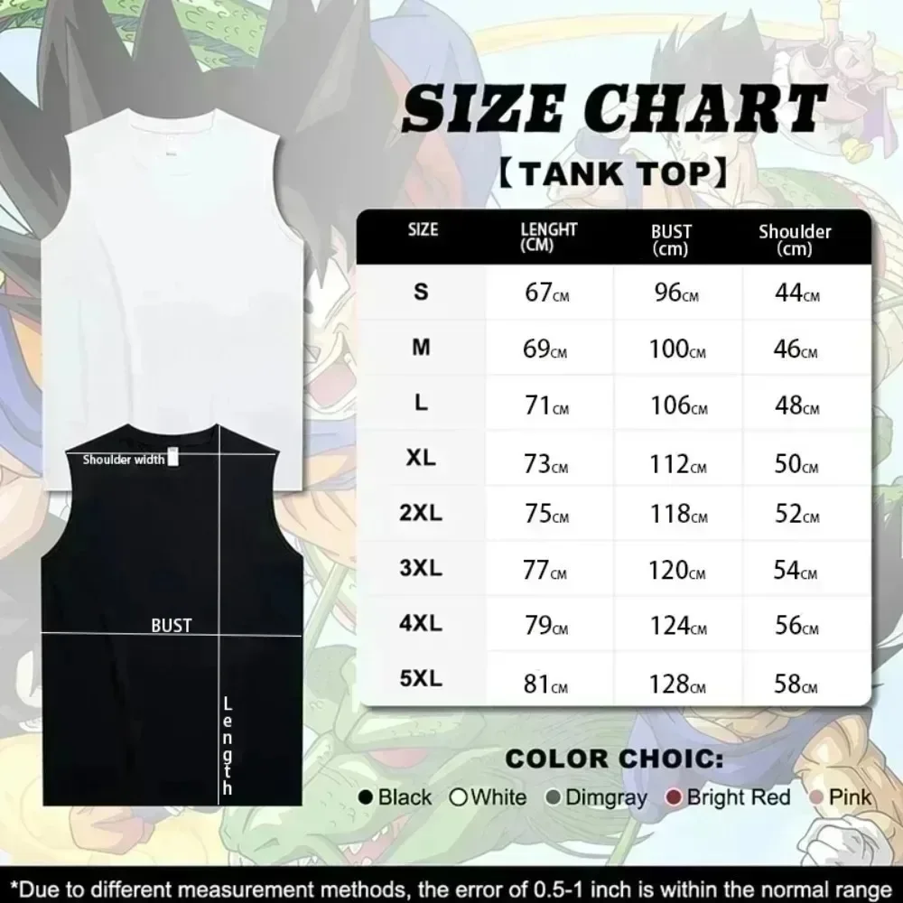 Koszulka bez rękawów Dragon Ball Anime Goku Print Tank Top 2025 Summer American-style Gym Men's Loose, Fashionable and Breathable Vest