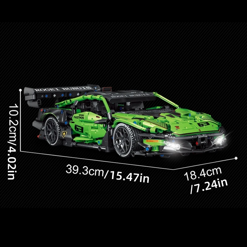 Technical Green Racing Sports Car Model Building Blocks Roadster Famous Race Vehicle Assemble Bricks Toys For Kid Boy Adult