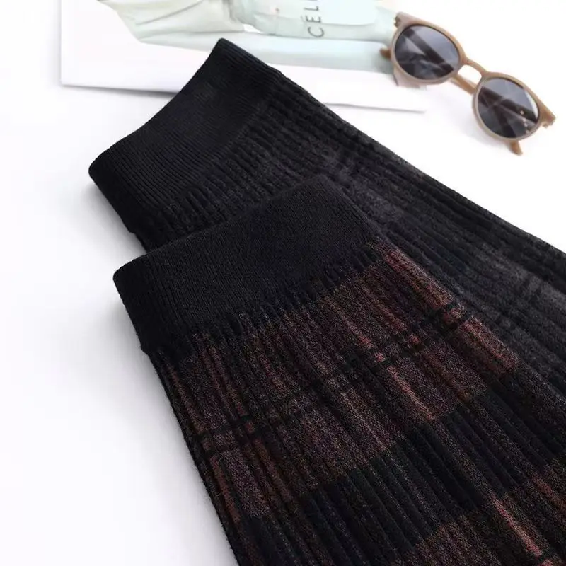 Knitted Skirts Plaid Skirts for Women Winter Long Skirts Woman Fashion 2022 Warm Black Skirt Large Size Elegant Long Skirt Women