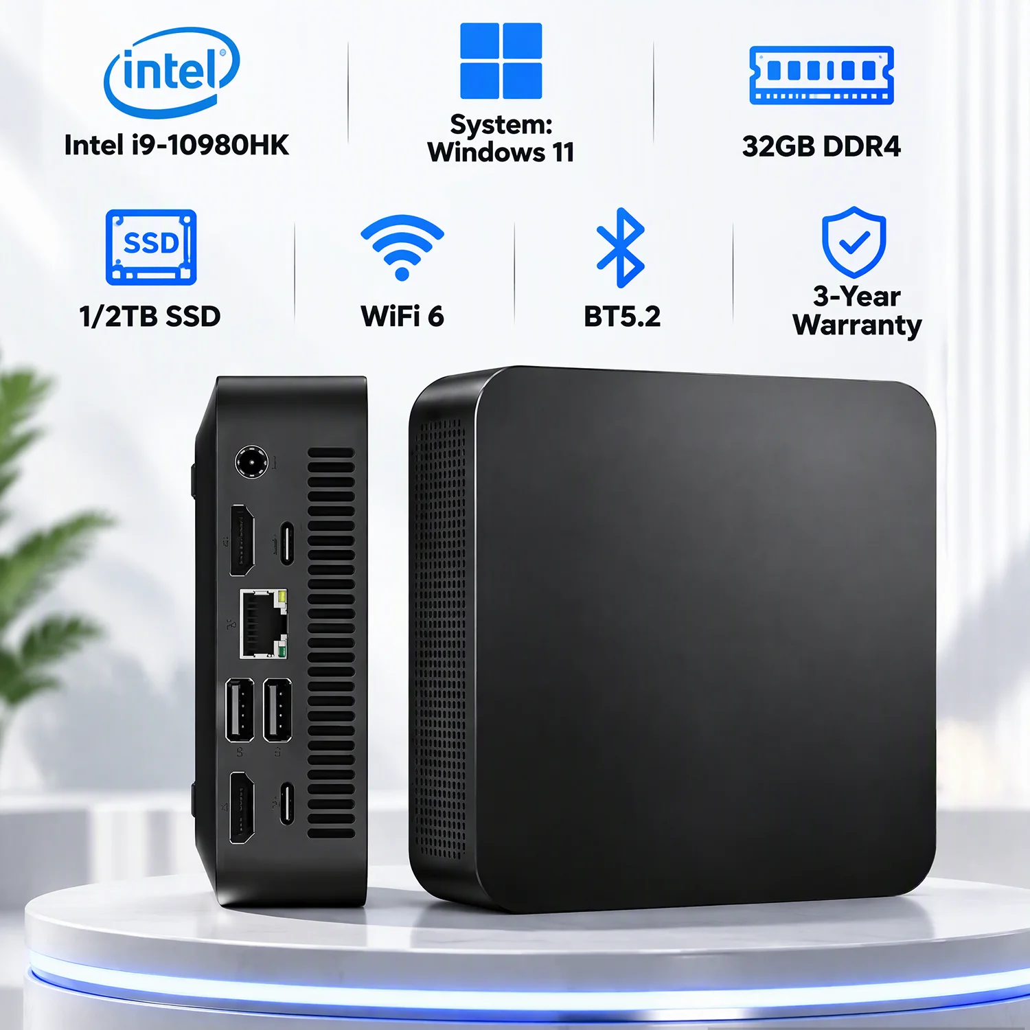 2026 Intel Core I9-10980HK/N150 Mini PC Computer 16GB RAM 1/2TB SSD Portable Gaming Windows 11 Wifi6 BT5.2 Office Study Desktop