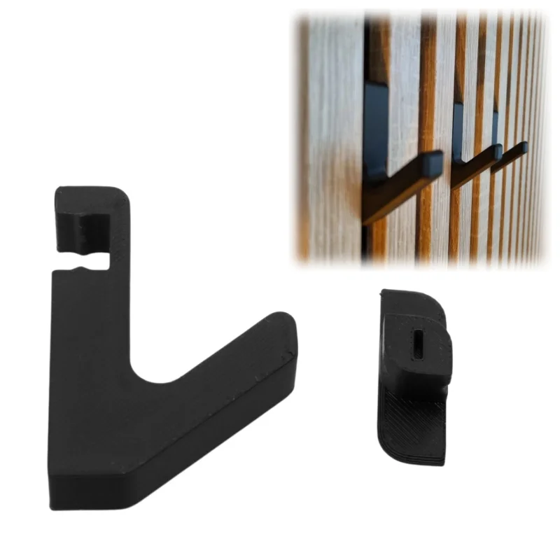 Black Plastic Acoustic Wood Slat Wall Hooks No-Drill Insert Hanger for Akupanel Slatted Wood Panel Home Entryway Storage Organiz