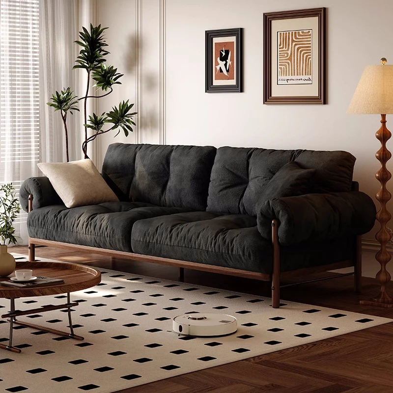 

Art log style sofa home French retro small apartment three-proof chenille living room