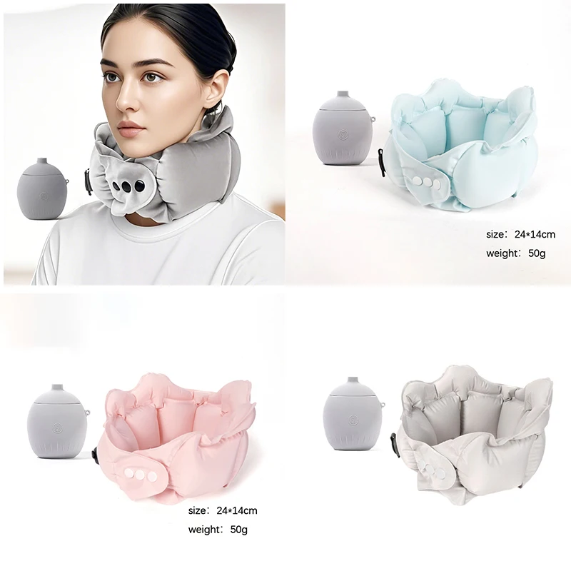 Portable soft PVC inflatable U-shaped travel neck pillow, suitable for camping use, providing comfortable support