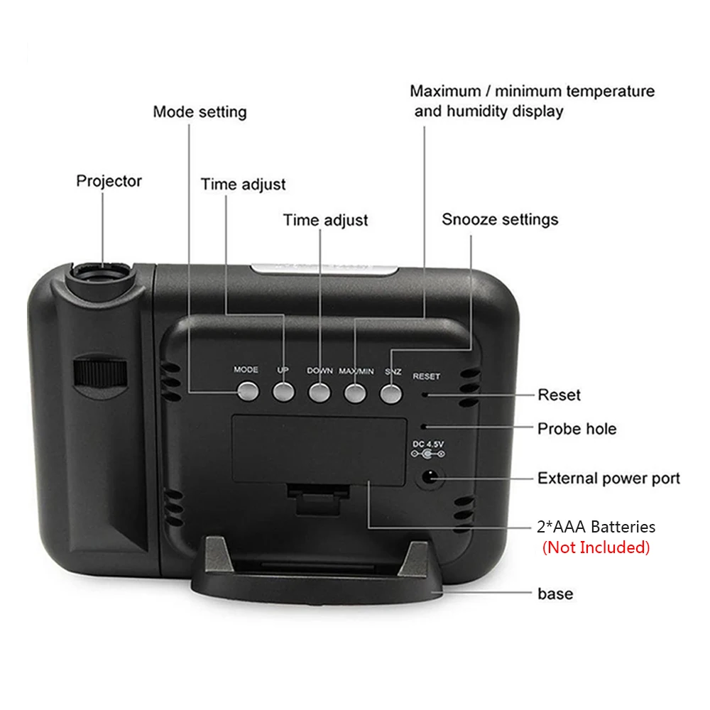 LED T emperature Humidity Weather Forecast Snooze With Time Projection Digital Alarm Clock Weather Station Table Clock